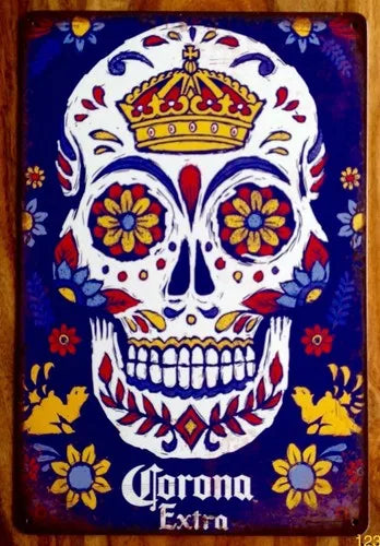 CORONA EXTRA Skull Beer Vintage Metal Plaque Sign Man Cave Pub Club Cafe TIKI