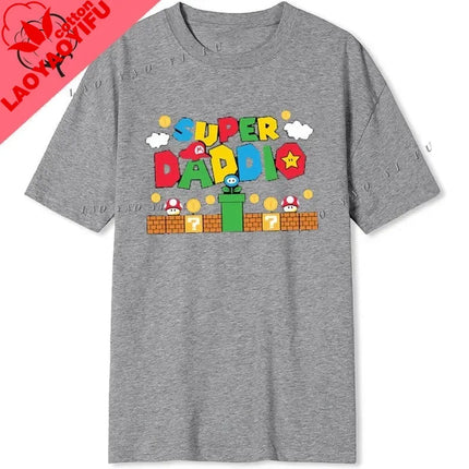Super Daddio Funny Gamer Dad Father's Day Gift Tshirt 100% Cotton New Fashion Short Sleeve Vintage Classic Streetwear Tee Tops