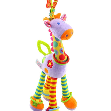 Soft Giraffe Animal Handbells Rattles Plush Infant Toddler Car Bed Hanging Toy Baby Early Education Development Handle Toys
