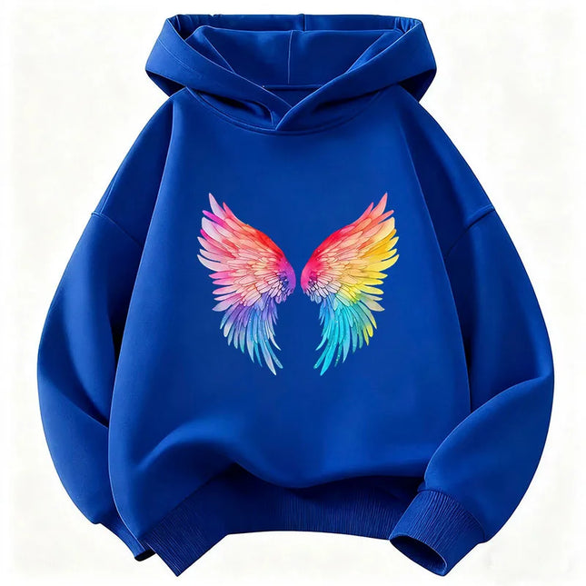 Kids  Fashion Colorful Wing Hoodie Fashion Vintage Children's Sweatshirt Hoody for Boys Girls Casual Hoodies Hip Hop Clothes