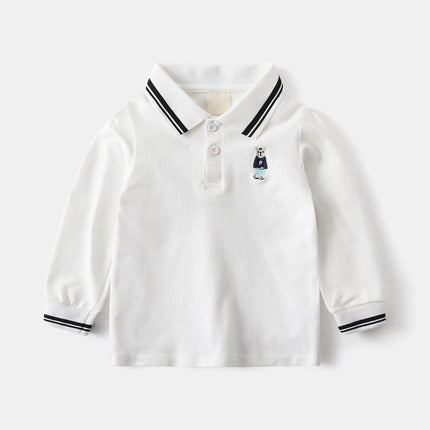 3-7 Y Children's POLO Shirts Boy Handsome Fashion Sports Long Sleeve Tops Embroidery Kids Clothes Toddler Boys School Shirt