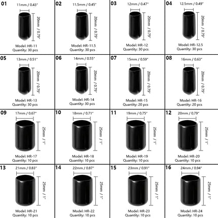 Black Red PVC Rubber End Cap Screw End Cap Plastic Tube Hub Thread Protector Push In Cap Rubber Sleeve Silicone Threaded Cover