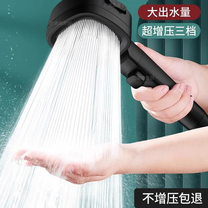 New 3 Modes High Pressure Shower Head Water Saving Shower Adjustable One-Key Stop Water Massage Sprayer Bathroom Accessories
