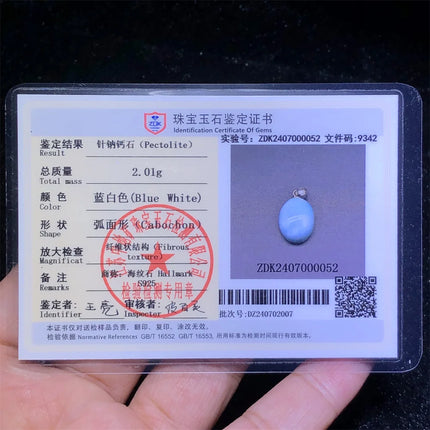 1 Pc Fengbaowu Natural Stone Dominican Republic Larimar Heart Oval Cabochon Pendant 925 Sterling Silver Jewelry Gift For Women