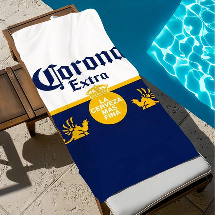 1pc Corona Extra Beer Beach Towel Single Sided 2D Print Soft Absorbent Microfiber for Pool Beach Summer Party Vacation Vibe