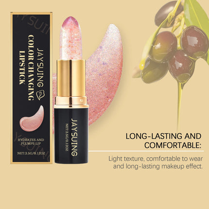 Color Changing Lip Balm Shimmer & Gold Foil Nourishing Lipstick Moisturizing pH Reactive Tinted Lip Gloss for Soft Pink Lips