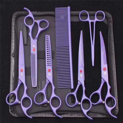 Pet Grooming Scissors Purple Dragon Japan Stainless Pink Curved Scissors For Dogs Dog Thinning Scissors Pet Chunker Shears Z3003
