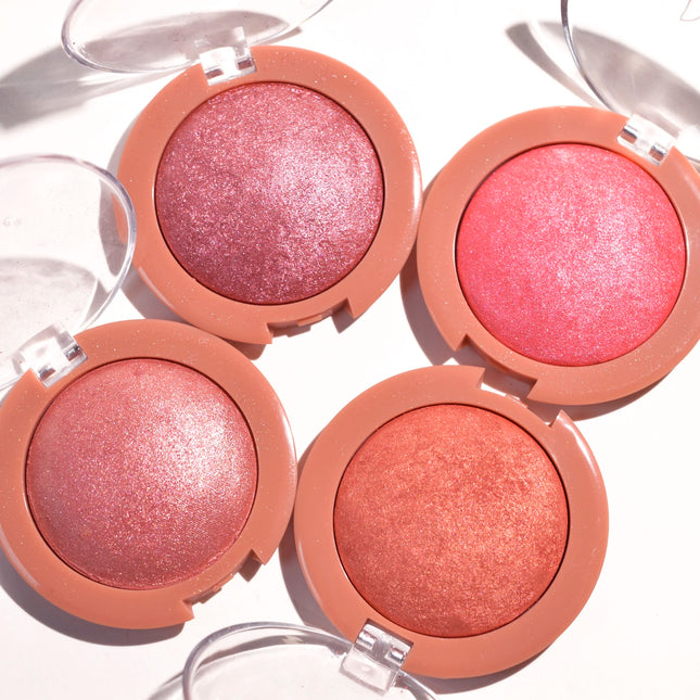 4 Color Highlighter Pearlescent Baked Brightening Blush Powder Cheek Tint Blusher Contour Highlighter Face Shadow Shimmer Rouge