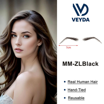 VEYDA Fake Eyebow Women Or Man Hair Brazilian Hair invisible Handmade 100% Human Hair Fake Eyebrows Hand Tied False Eyebrows