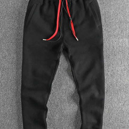 Autumn Winter New American Retro Thickened Velvet Sweatpants Men's Simple Washed Heavyweight Drawstring Sports Ankle-tied Pants
