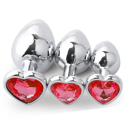 Anal Plug 3 Sizes Heart Metal Crystal Anal Plug for Women Removable Stainless Steel Butt Plug Men Stimulator Anal Sex Toys Dildo
