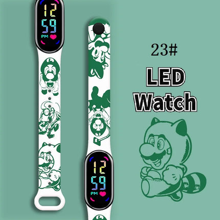 Mario Bros Children's Watches Action Figures Luigi Princess Peach Yoshi Bowser kids Sport Wristband Waterproof Digit