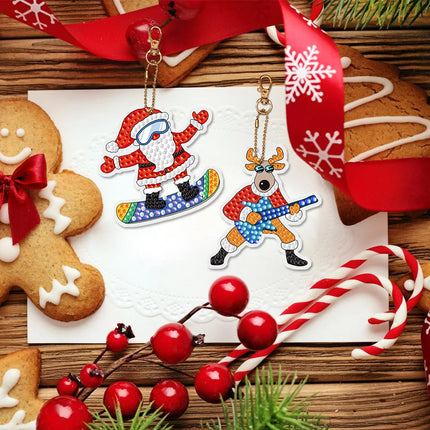 New Christmas Diamond Painting Keychain Ornaments DIY Hanging Diamond Art Acrylic for Kids Christmas Crafts Family Decor Toys