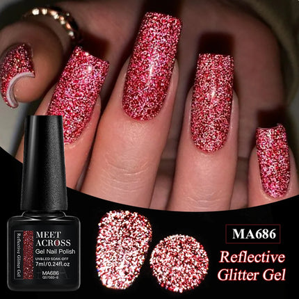 7Ml Reflective GlitterGel Nail Polish Bright Sparkling Silver Color Semi-permanent Soak Off Nail Art UV Varnish Nail Supplies
