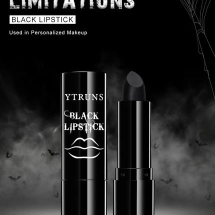 Matte black lipstick, long-lasting waterproof, no creases, Gothic dark makeup party, Halloween cosplay makeup
