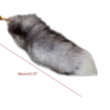 40cm Furry Animal Tails Keychain Gifts Cute Plush Fox Tail Keyrings for Women Bag Backpack Car Key Charms Wholesale