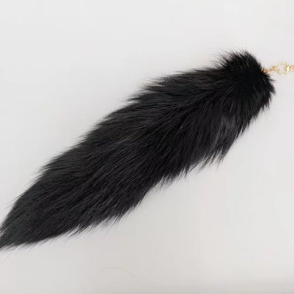 natural fox fur tail keychain furry 2024 chic y2k  beautiful accessory length 40 cm Car Keychains For Women