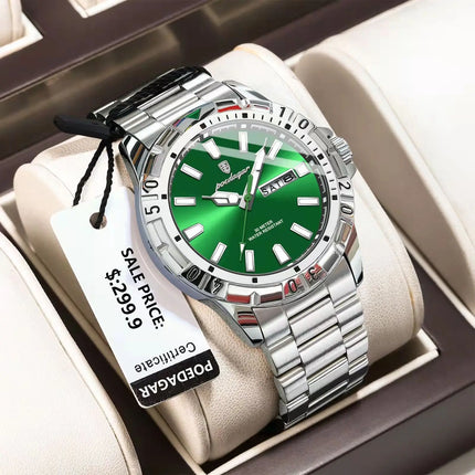 POEDAGAR Luxury Quartz Man Watch Waterproof Luminous Date Week Men Watch Military Stainless Steel Men's Watches Sport Male Clock
