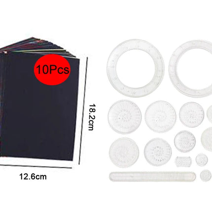 Classic Gear Spirograph Drawing Set Geometric Painting Stencils Rulers Scratch Rainbow Paper Creative Educational Kids Toys Gift