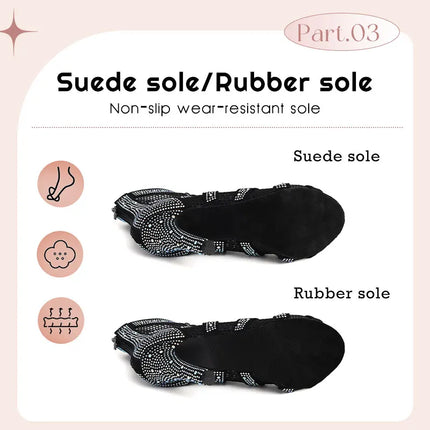 SWDZM Women Dance Boots Shiny Latin Jazz Dance Shoes Full Rhinestone Dancing Boots Customizable Heels Women Ladies Dancing Shoes