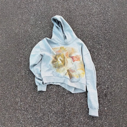 European and American Style Street Alien Print Hooded Sweatshirts for Men Autumn High Street Gothic Loose Fitting Couple Hoodies