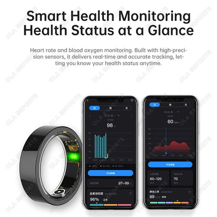 New Vibration Reminder Smart Ring Heart Rate Blood Oxygen&Pressure Health Monitoring IP68 Waterproof Multi-Sport Mode Smartring