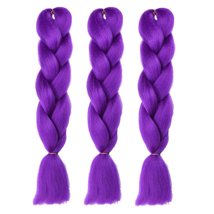 Synthetic 24Inch Purple Braiding Hair Extensions for Crochet Braids DIY Jumbo Ponytail Braid,Ru Mi Hairstyle,Multi-colored Hair