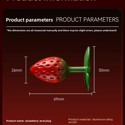 1pcs, Strawberry shaped metal anal plug, butt plug, dildos, adult women toys, adult men toys, adult pleasure, sexual wellness