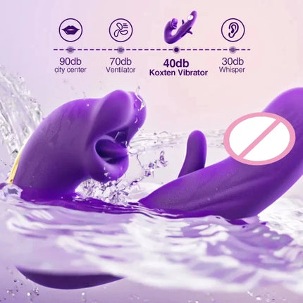3 in 1 Tongue Licking Finger Flapping G Spot Dildo Vibrator Sex Toys for Women Clitoral Stimulation Massager Adults Masturbator