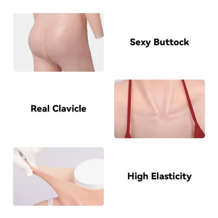 KUMIHO 1/4/6/8TH GEN One Piece Cosplay Silicone Bodysuit  Sissy Fake Vagina Breast Forms Fake Boob For Transgender Drag Queen