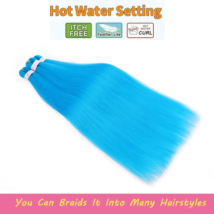 Sky blue Blonde Braiding Hair Pre stretched 26 Inch 3 Packs Pre stretched Braiding Hair Yaki Texture Synthetic Hair Extensions