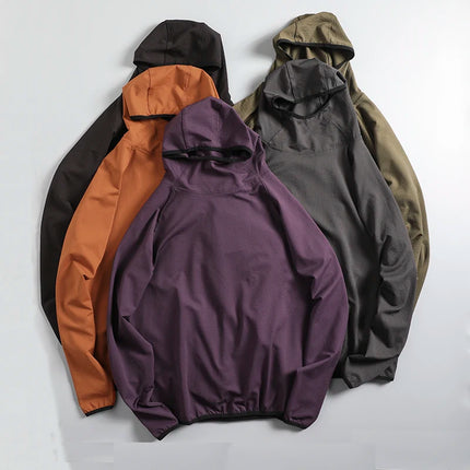 Men's Autumn Thin Qui Dry Bubble Hoodie Outdoor Loose Spor Overhead Sweatirt Trendy Straight Leg Modern Sle for Couples