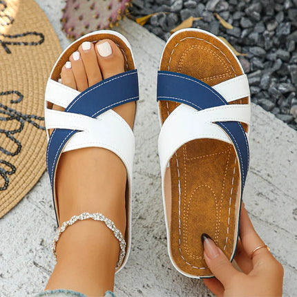 Heels Women's Sandals Mix Color Summer Shoes For Woman Sandals Slip On Wedge Heels Slippers Summer Sandals Beach Shoes Women