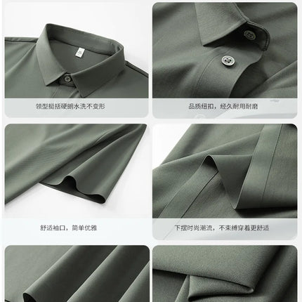 Men's 175G Silk Blended Polo Shirt Cool Feeling Short Sleeve Breathable Moisture Wicking Summer Seamless Golf Top Tees in Gray