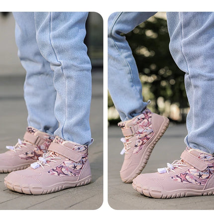 Waterproof Kids Barefoot Snow Boots 2025 New Wide Toe Winter Warm Fur Lined Shoes for Boys Girls Cold Weather Outdoor Sneakers