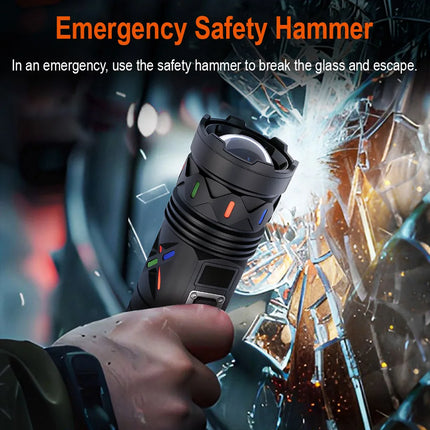 BORUiT 5000Lumen Ultra Bright LED Flashlight1500M Range Zoom Torch USB Rechargeable Handheld Torch With Digital Display Camping
