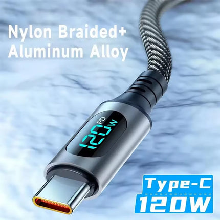 120W Dual USB C Digital Display Cable PD Fast Charging USB Type C to Type-C Cable For iPhone 17 Pro Max Plus Xiaomi Macbook iPad