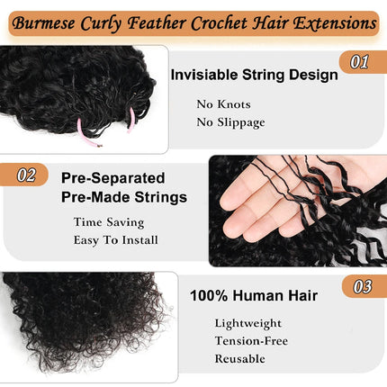 Water Wave Feather Crochet Human Hair Extensions Invisible Miracle Knots Crochet Hair 100g Crochet Bundles With Knotless String