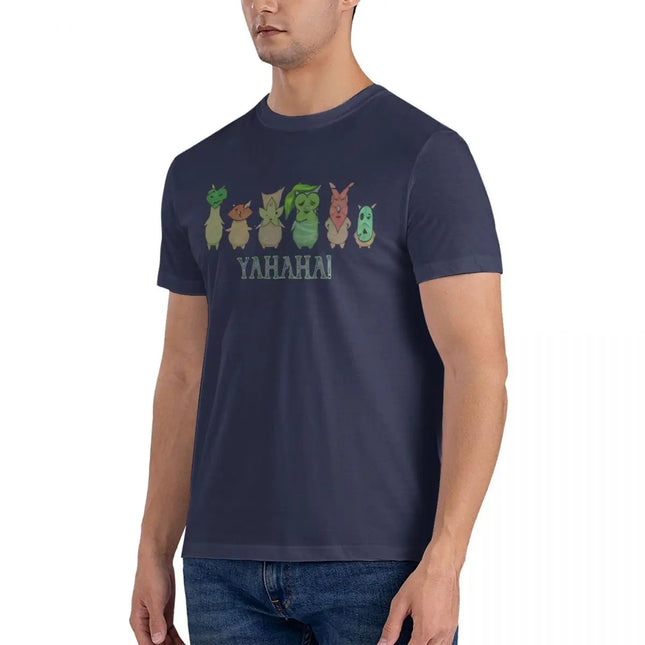 Korok Yahaha T Shirt Men 100% Cotton Vintage T-Shirt Round Collar Z-Zelda Tee Shirt Short Sleeve Clothes Gift Idea