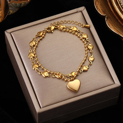 EILIECK 316L Stainless Steel Classical Synthetic Zircon Beaded Bracelet For Women 18K Gold PVD Plated Fashion Jewelry Hand Chain