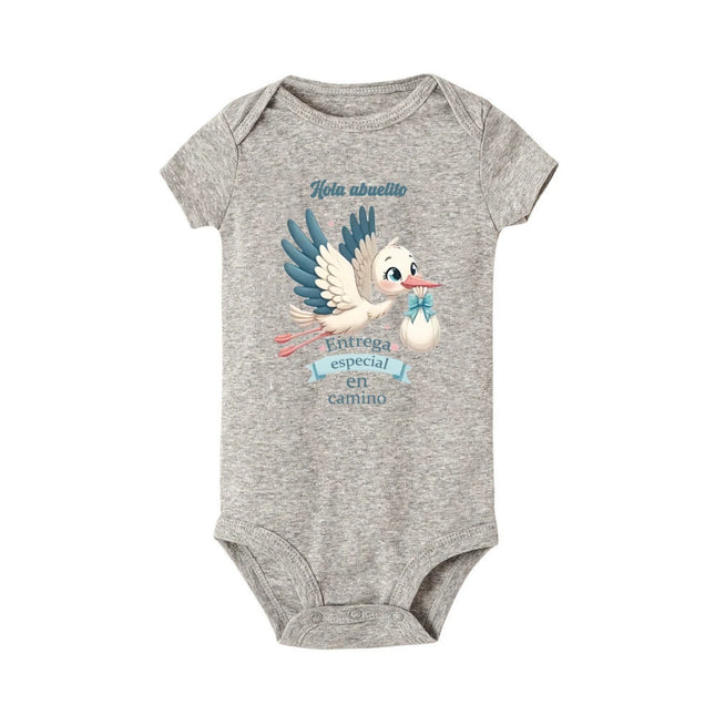 Hello Grandma Special Delivery on The Way Print Baby Romper Pregnancy Announcement Infant Jumpsuit Newborn Short Sleeve Bodysuit