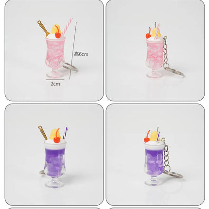 New Simulation Ice Cream Cup Model Key Chain Pendant Cute Ice Dream Cup Pendant Key Ring Party Gift Jewelry