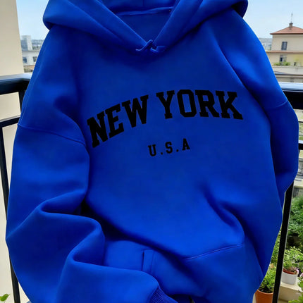 Hooded Sweat for Women Casual Cut NEW YORK USA Lettering Sweater Sweat Casual Fashion HipHop Sweat Harajuku Unisex