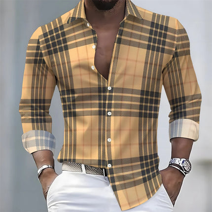 2026 New Men's Striped Long-Sleeved Shirt - Stylish, Business Casual, and Comfortable Men's Top, Suitable for Various Occasions.