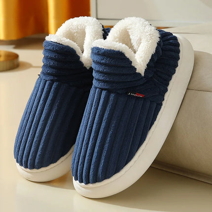 Bebealy New Winter Men Slippers Warm Cotton Shoes Men Indoor Fluffy Fuzzy Men Boots Outdoor Nonslip House Ankle Boots Shoes Men