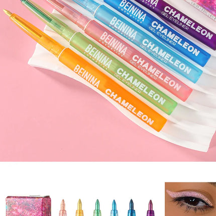 6 Colors Chameleons Eyeliner Pearl Metallic Gloss Shiny Eyeshadow Glitter Liner Multi Chrome Color Aurora Chaning Eye Makeup