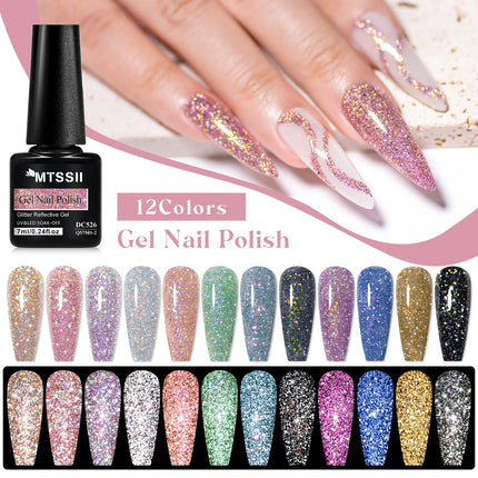 8/12pcs Glitter Gel Nail Polish Set Sparkling Glitter Semi Permanent Soak Off UV Gel Varnish Manicure With Box DIY Nail Supplies