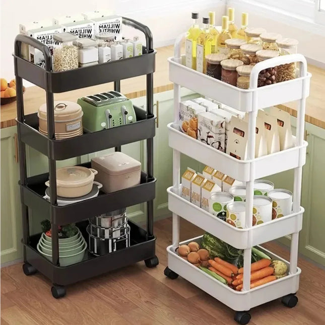 Home Living Room Snack Cart Storage Rack, Kitchen Storage Rack, Bathroom Floor Standing Multi-Layer Movable Storage Rack