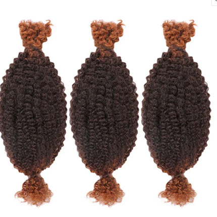 Kinky Twist Crochet Braiding Hair 100% Human hair Bundles Sleek Curly Human Hair Bulks QVR 3 PCS Afro Kinky V Bulk Hair for