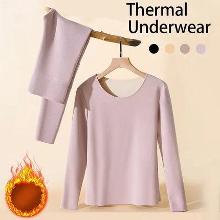 Women Thermal Underwear Winter Long Sleeve Bottoming Top Seamless Thick Double Layer Warm Lingerie Woman 2 Pcs Set Sleepwear/602